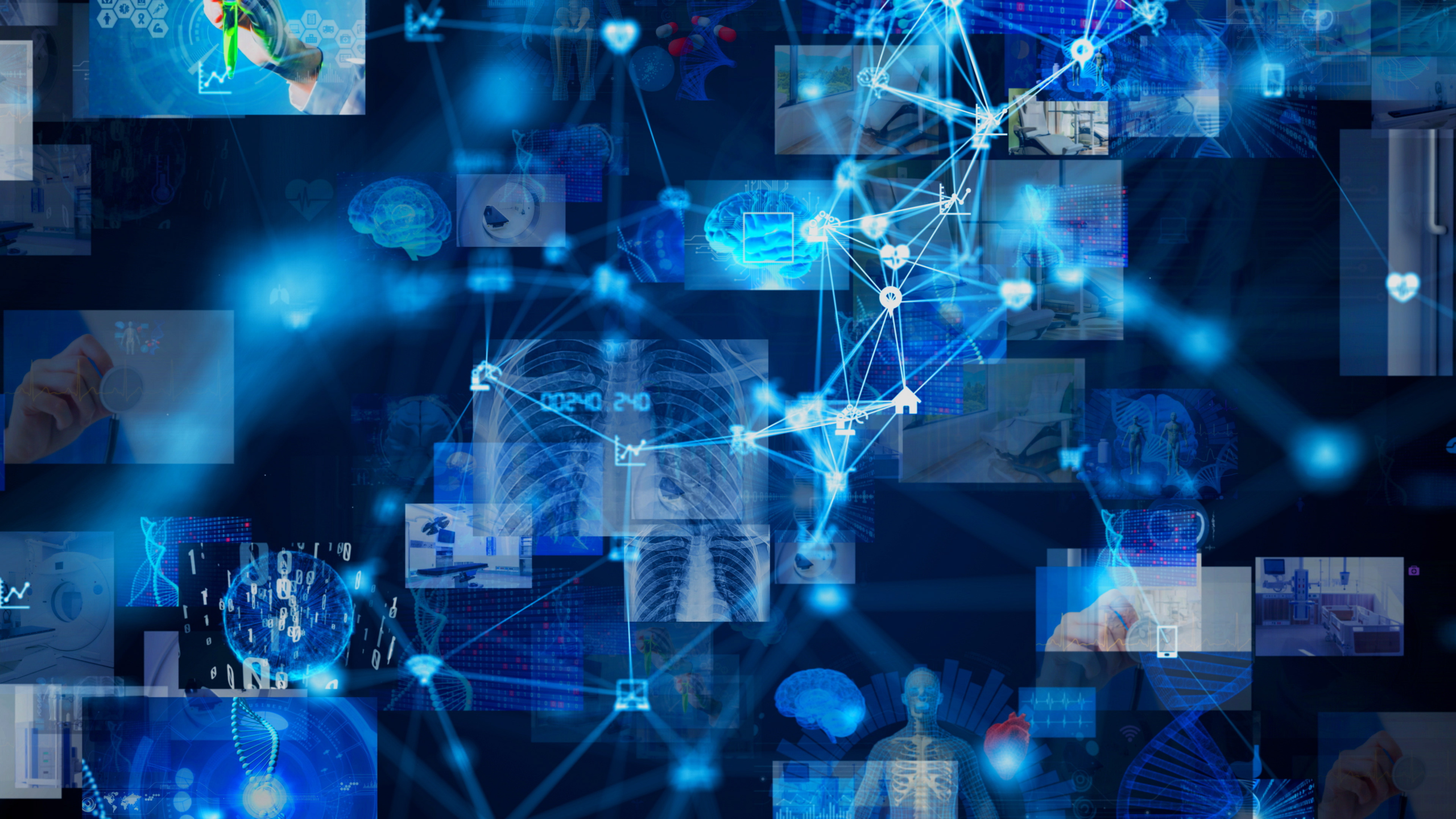 Healthcare professionals using connected digital technology