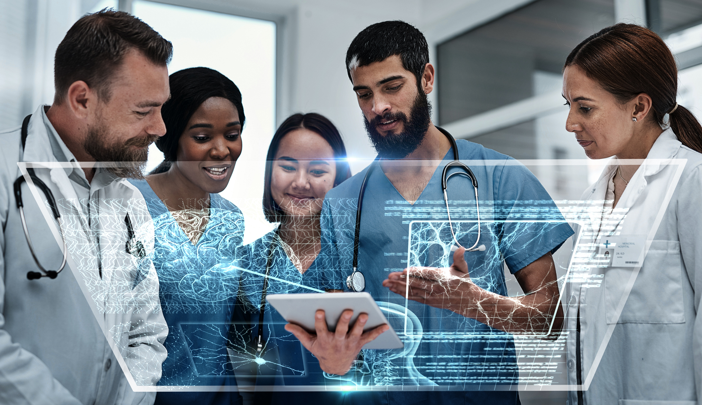 Healthcare professional using digital technology