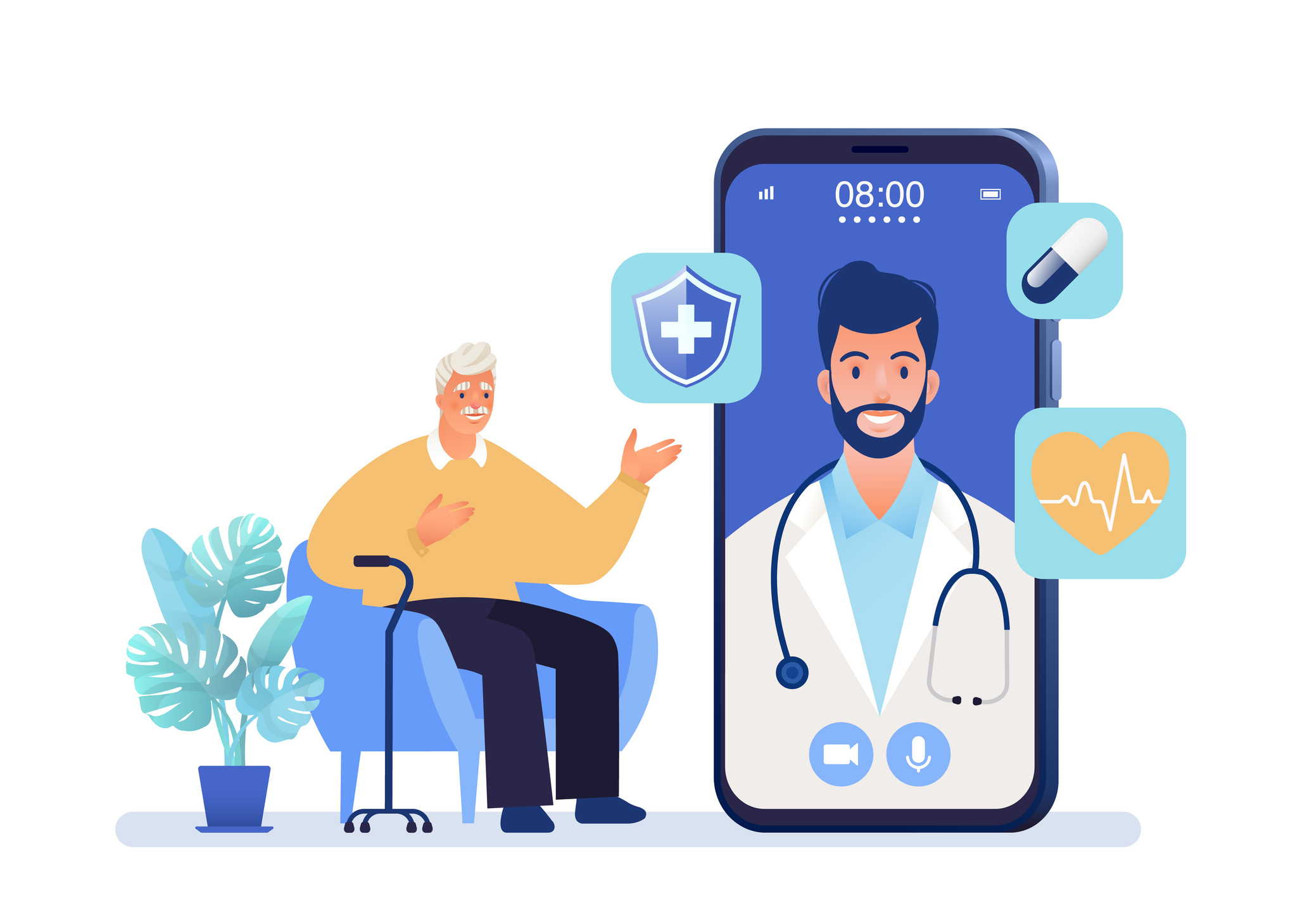 Patient using connected digital health technology at home